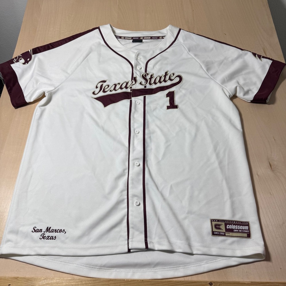 Texas State Bobcats Baseball Jersey Colosseum XXL Mens San Marcos
